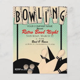 Vintag Retro Bowling Bowl Night Corporate Party Flyer
