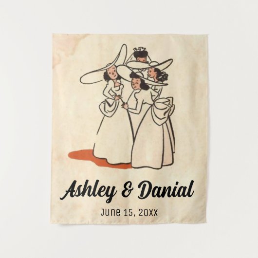 Vintag Retro Bridesmaids 50er Old Wedding Wandteppich (Vorderseite)