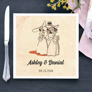 Vintag Retro Bridesmaids Rustic 50er Comic Wedding Serviette