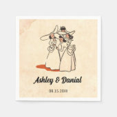 Vintag Retro Bridesmaids Rustic 50er Comic Wedding Serviette (Vorderseite)