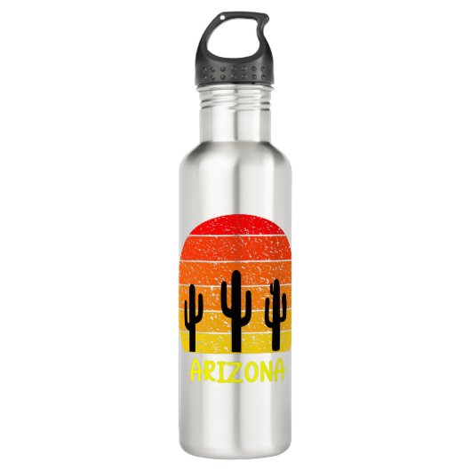 Vintag Retro Cactus Arizona Sunset Edelstahlflasche (Vorderseite)