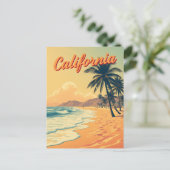 Vintag Retro California Beach Travel Postkarte (Stehend Vorderseite)