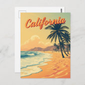Vintag Retro California Beach Travel Postkarte (Vorne/Hinten)