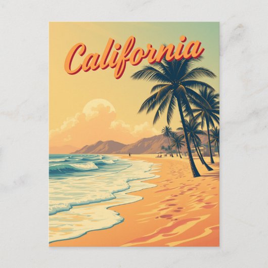 Vintag Retro California Beach Travel Postkarte (Vorderseite)