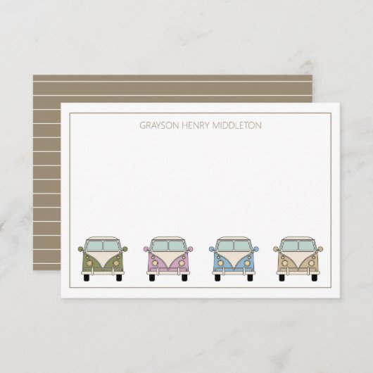 Vintag Retro Camper Personalisiert Mitteilungskarte (Vorne/Hinten)