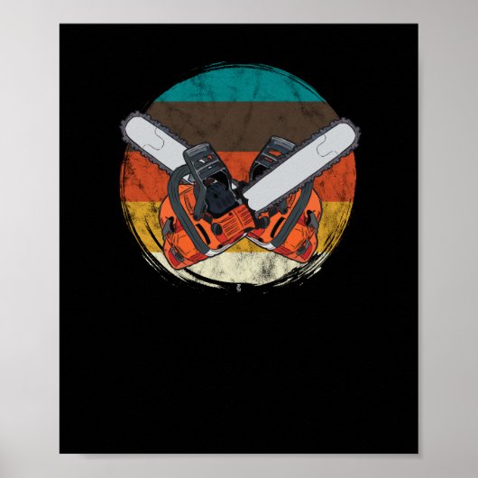 Vintag Retro Chainsaw Lumberjack Lumber Wood Poster (Vorne)