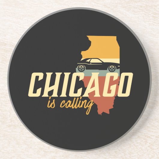 Vintag Retro Chicago Illinois USA City Map Getränkeuntersetzer (Vorne)