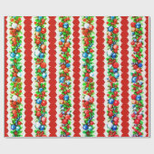 Vintag Retro Christmas Bauble Garland Strip Geschenkpapier (Flach)
