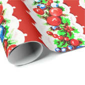 Vintag Retro Christmas Bauble Garland Strip Geschenkpapier (Rolleneckpunkt)