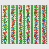 Vintag Retro Christmas Bauble Garland Strip Geschenkpapier (Flach)