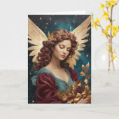 Vintag Retro Christmas Engel Karte (Gelbe Blume)