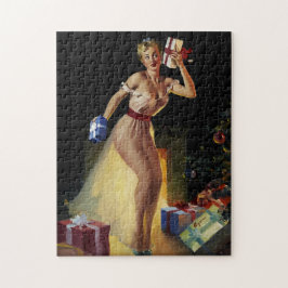 Vintag Retro Christmas Eve Pinup Puzzle