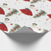 Vintag Retro Christmas Lady Geschenkpapier (Ecke)