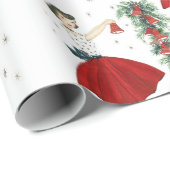 Vintag Retro Christmas Lady Geschenkpapier (Rolleneckpunkt)