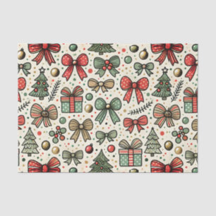 Vintag Retro Christmas Polka Dots Bows Muster Seidenpapier