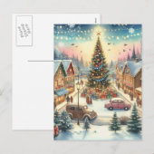 Vintag Retro Christmas Postkarte (Vorne/Hinten)