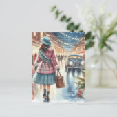Vintag Retro Christmas Postkarte (Stehend Vorderseite)