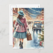 Vintag Retro Christmas Postkarte (Vorne/Hinten)