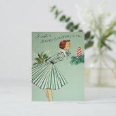 Vintag Retro Christmas Postkarte (Stehend Vorderseite)