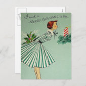 Vintag Retro Christmas Postkarte (Vorne/Hinten)