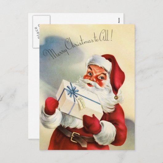 Vintag Retro Christmas Postkarte (Vorne/Hinten)