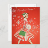 Vintag Retro Christmas Postkarte (Vorne/Hinten)