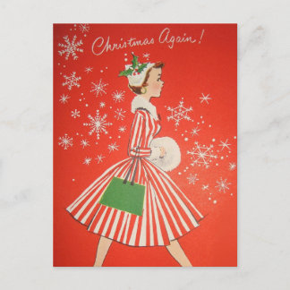 Vintag Retro Christmas Postkarte