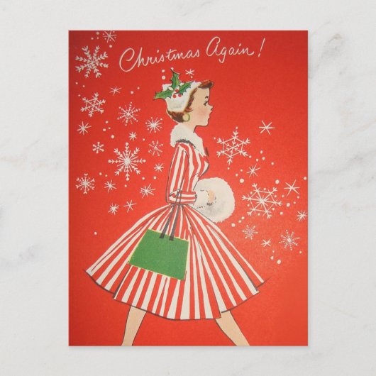 Vintag Retro Christmas Postkarte (Vorderseite)