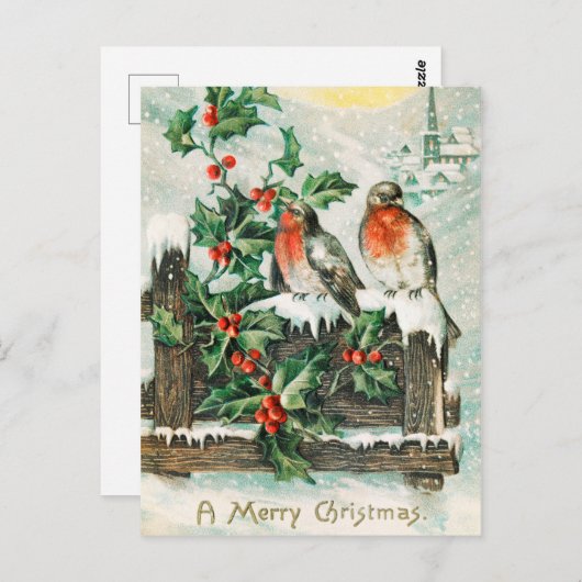 Vintag Retro Christmas Postkarte (Vorne/Hinten)