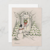 Vintag Retro Christmas Snowman Cheerio Feiertagskarte (Vorne/Hinten)