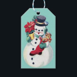 VINTAG RETRO CHRISTMAS SNOWMAN GESCHENKANHÄNGER<br><div class="desc">BABY BLAUE VINTAGE CHRISTMAS SNOWMAN.</div>