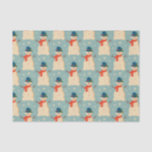 Vintag Retro Christmas Snowman Light Blue Seidenpapier<br><div class="desc">Weihnachtsschneemann</div>