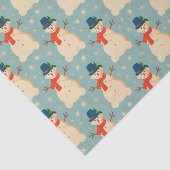 Vintag Retro Christmas Snowman Light Blue Seidenpapier (Ausschnitt)