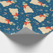 Vintag Retro Christmas Snowman und Candy Cane Geschenkpapier (Ecke)