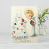 Vintag Retro Christmas Tree Angel Feiertagskarte (Stehend Vorderseite)