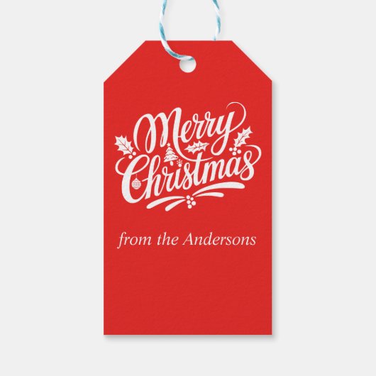 Vintag Retro Classic Weihnachten Personalisiert Geschenkanhänger (Rückseite)