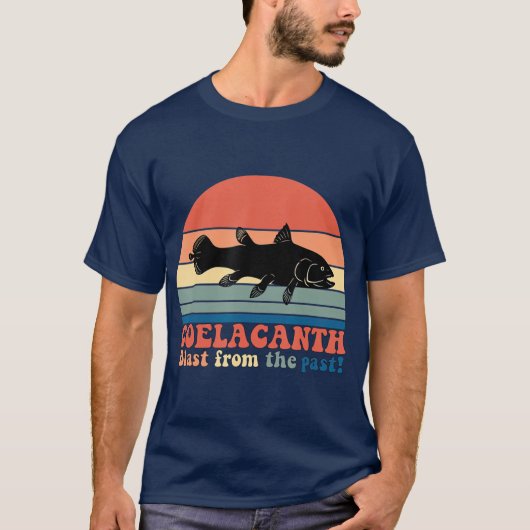 Vintag Retro Coelacanth Silhouette Sonnenuntergang T-Shirt (Vorderseite)