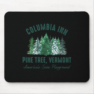Vintag Retro Columbia Inn Pine Tree Vermont Merry Mousepad