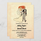 Vintag Retro Couple 50er Comic Hochzeit Einladung (Vorne/Hinten)