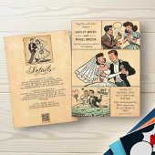 Vintag Retro Couple Romantic Comic Book Wedding Einladung