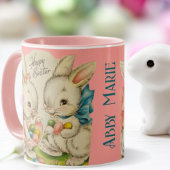 Vintag Retro Custom Happy Oaster Bunnies Tasse