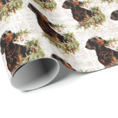 Vintag Retro Dackel Hund Rustikale Weihnachten Geschenkpapier (Rolleneckpunkt)