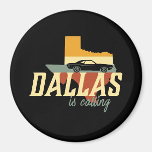 Vintag Retro Dallas Texas USA City Map Magnet