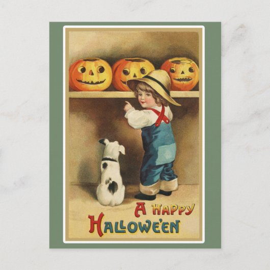 Vintag Retro ein glückliches Halloween Postkarte (Vorderseite)
