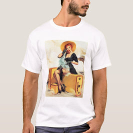 Vintag Retro Elvgren Traveler Pinup Girl Button up T-Shirt