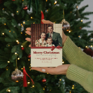 Vintag Retro Family Foto Red Ribbon Weihnachten
