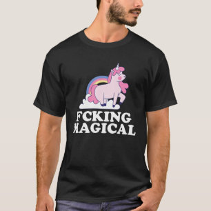 Vintag Retro Fcking Magic Unicorn Regenbogen Funny T-Shirt