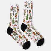 Vintag Retro Festlicher Weihnachtsfeiertag Socken (Rechts)