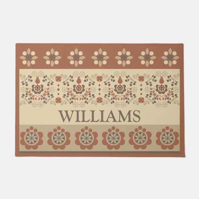 Vintag Retro Floral Doormat Fußmatte (Vorderseite)