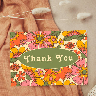 Vintag Retro Floral Muster Boho 70er Wedding Dankeskarte